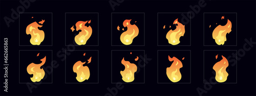 Fire animation FX. Fire animated sprites sheet for cartoon, game, motion graphic. 