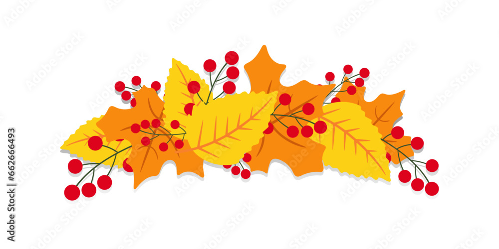 Obraz premium Autumn composition in the form of a wreath of leaves. Vector illustration.