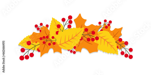 Autumn composition in the form of a wreath of leaves. Vector illustration.