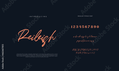 Handwritten Script font. Hand drawn brush style modern calligraphy cursive typeface. Hand Lettering and Custom Typography alphabet for Designs: Logo, Greeting Cards, Poster. Vector Brush type set.
