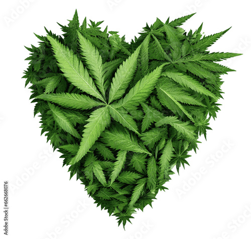 Vector Heart Shaped with Marijuana Cannabis Leaves