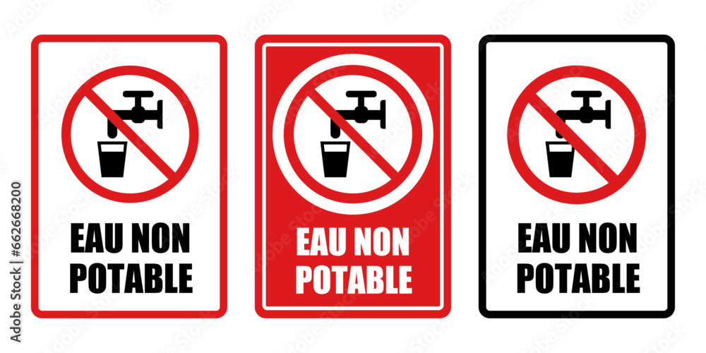 eau non potable interdite panneau interdiction fond rouge barré eau non potable interdite panneau interdiction fond rouge barré