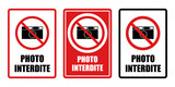 photo appareil interdit panneau interdiction fond rouge barré