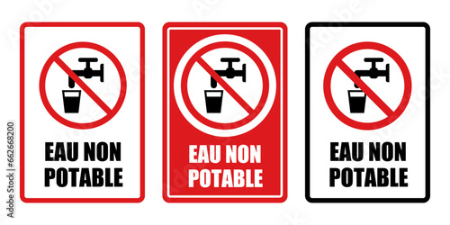 eau non potable interdite panneau interdiction fond rouge barré