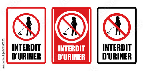 interdit d'uriner panneau interdiction fond rouge barré