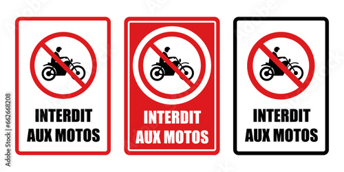 interdit aux motos panneau interdiction fond rouge barré