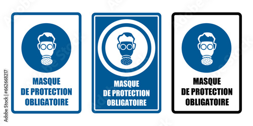 masque gaz respiration obligatoire equipement sécurité travail EPI icones rond bleu