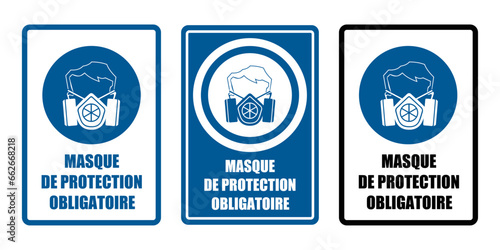 masque respiratoire gaz obligatoire equipement sécurité travail EPI icones rond bleu