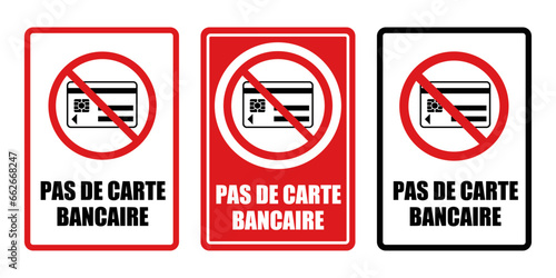 pas de carte bancaire interdit panneau interdiction fond rouge barré