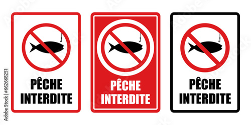 pêche poissons interdite panneau interdiction fond rouge barré