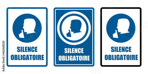 silence obligatoire equipement sécurité travail EPI icones rond bleu