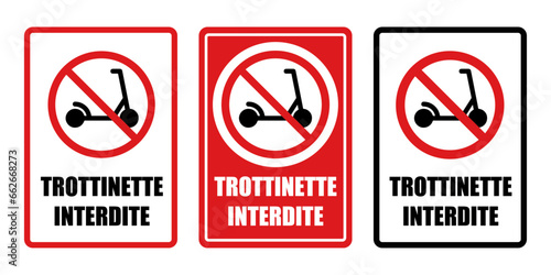 trottinette interdite panneau interdiction fond rouge barré