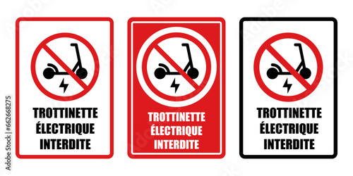 trottinette électrique interdite panneau interdiction fond rouge barré