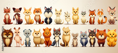 Set of cartoon animals on a light background. © Andreas