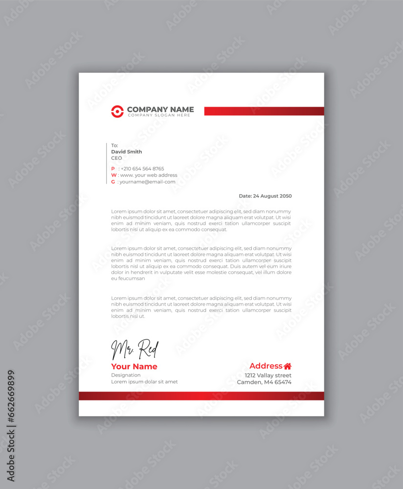 Simple clean abstract modern letterhead template Simple clean abstract modern letterhead template