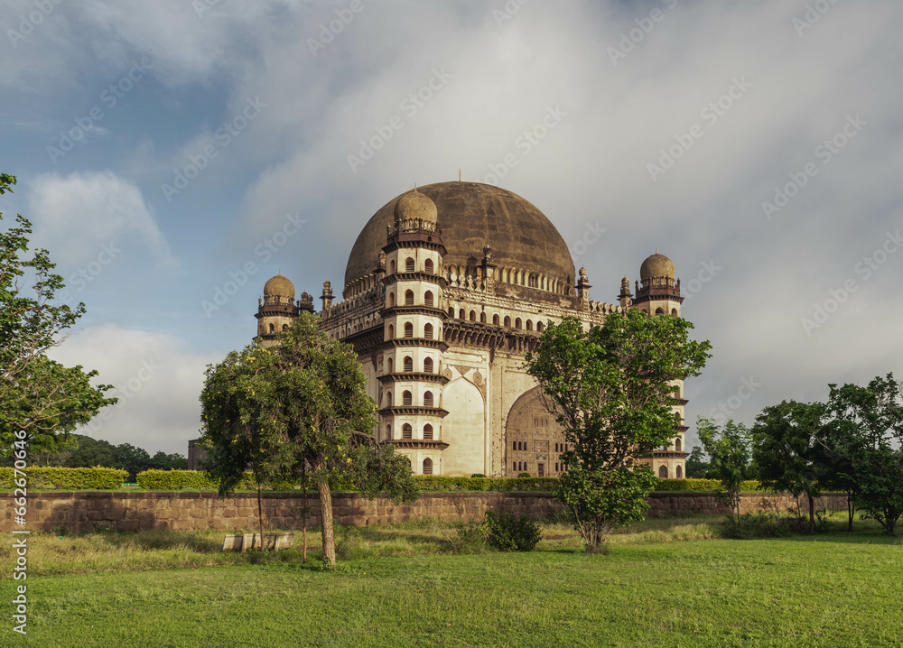 Gol Gumbaz is a 17th century mausoleum located in Bijapur, India. The remains of Mohammad Adil Shah, the seventh Sultan of the Adil Shahi dynasty, are buried here.