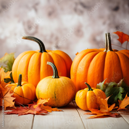 Fall background with orange pumpkins