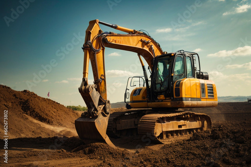 excavator on the site. excavator  construction  digger  equipment  bulldozer  machine  industry  machinery  dig