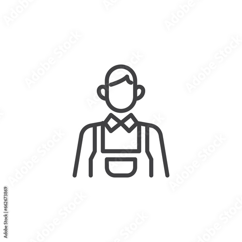Barista man line icon.