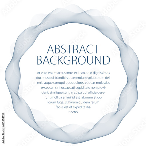 Round smooth linear frame of wavy lines. Vector abstract artistic beautiful background with copy space for text.  Isolated over white background.