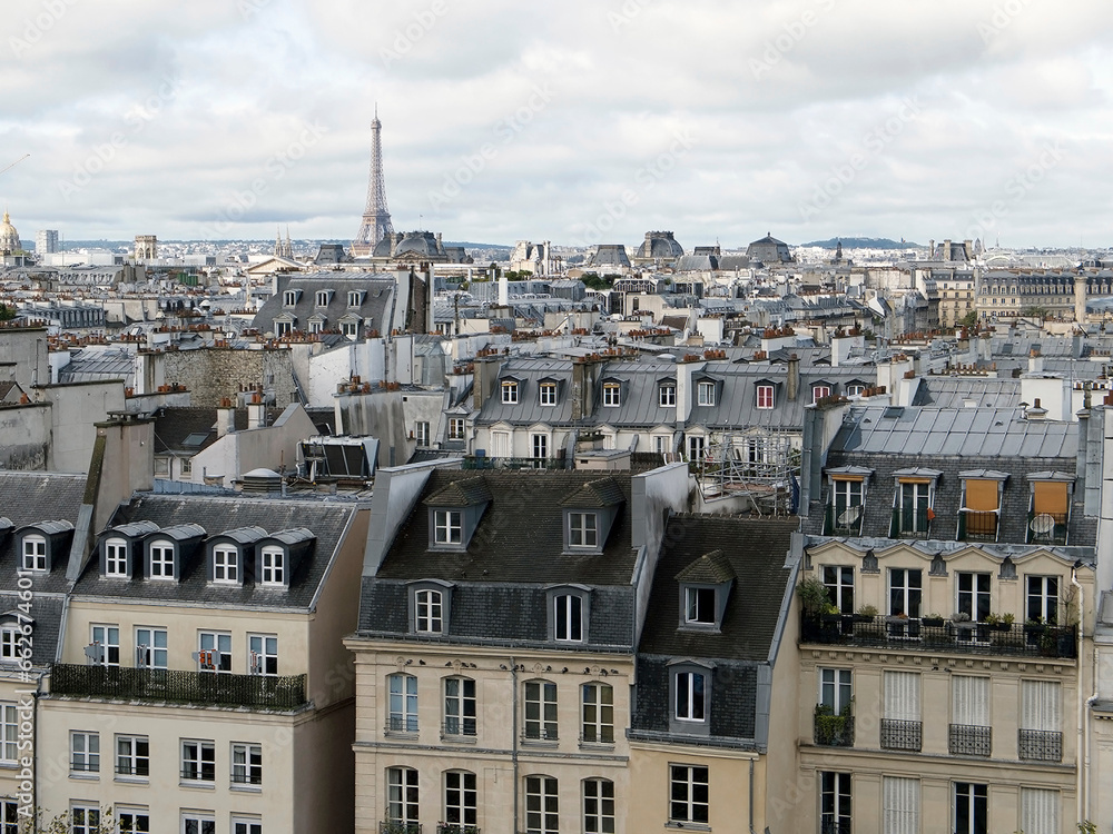 Paris cityscape from the Pompidou Centre, France