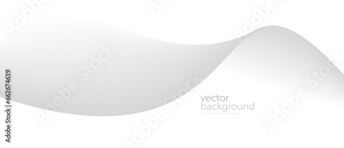 Curve shape flow vector abstract background in light grey gradient, dynamic and speed concept, futuristic technology or motion art.