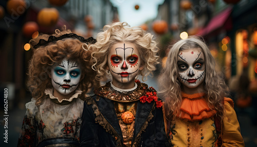 Children in Halloween costume on the street © Roman