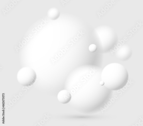 Defocused light levitating spheres atmospheric ambient vector background, 3D balls dynamic design, soft and easy futuristic wallpaper.