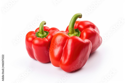 Red bell peppers on white background