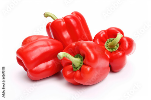 Red bell peppers on white background