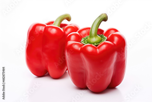 Red bell peppers on white background