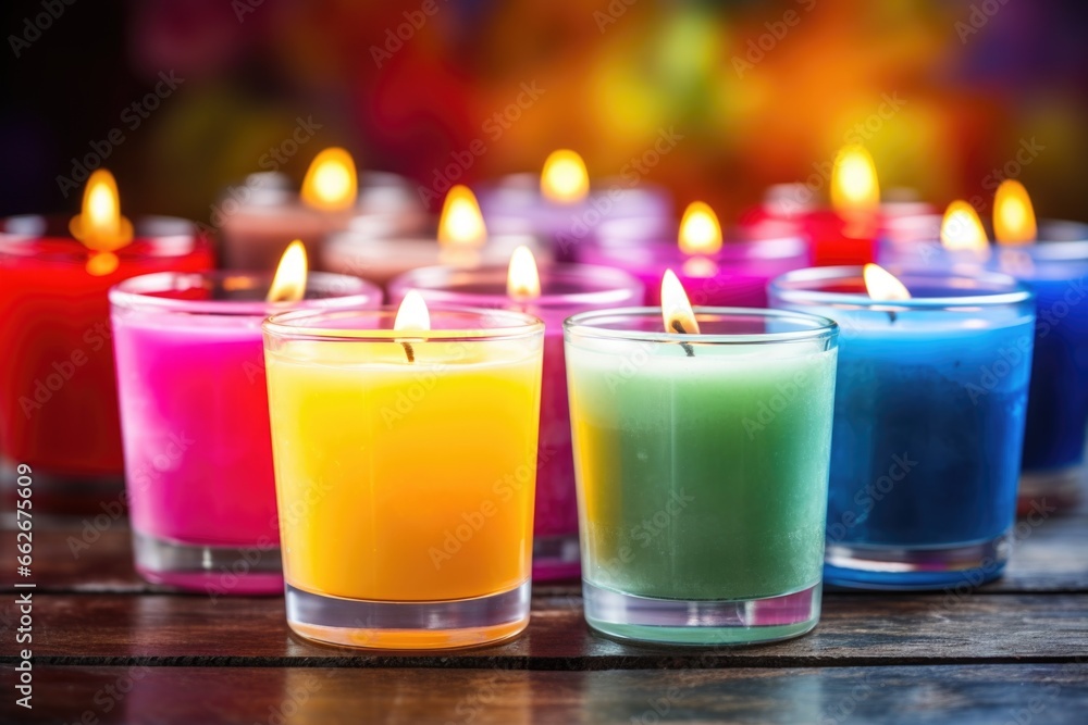 collection of colorful aroma therapy candles collection of colorful aroma therapy candles