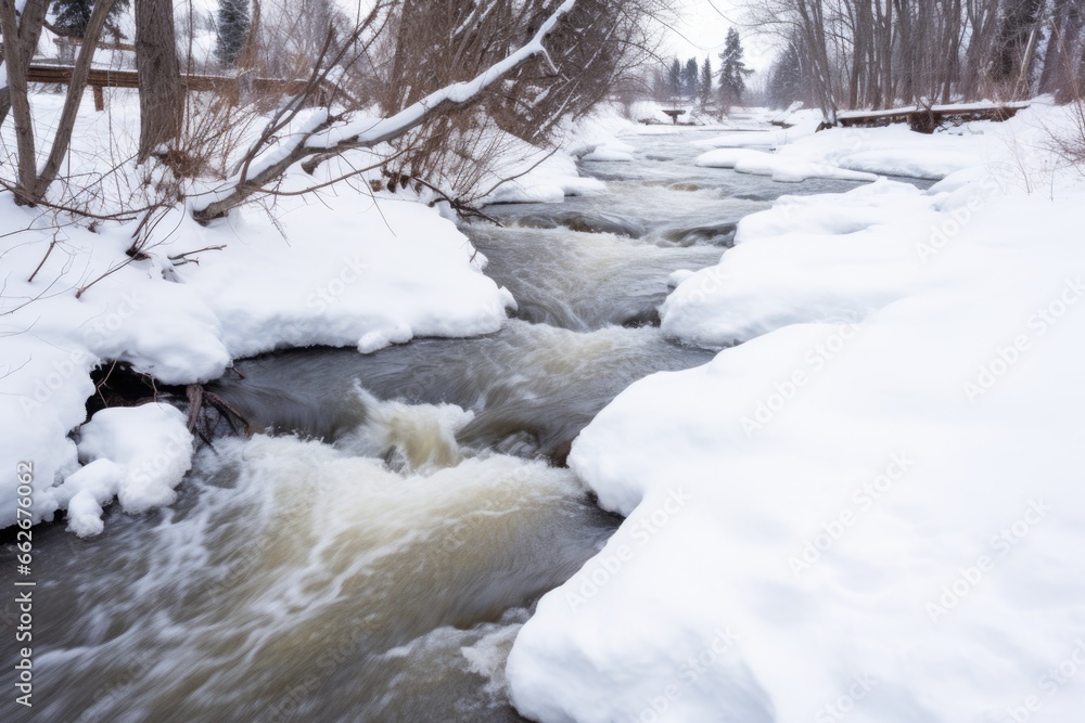fast flowing river during a snowmelt fast flowing river during a snowmelt