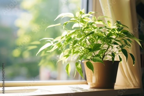 indoor plant in a sunny apartment window