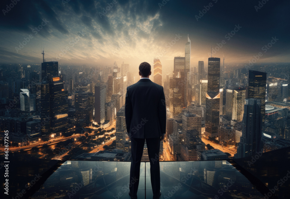 Businessman in suit standing in the city Businessman in suit standing in the city