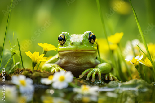 a frog in a pond photo