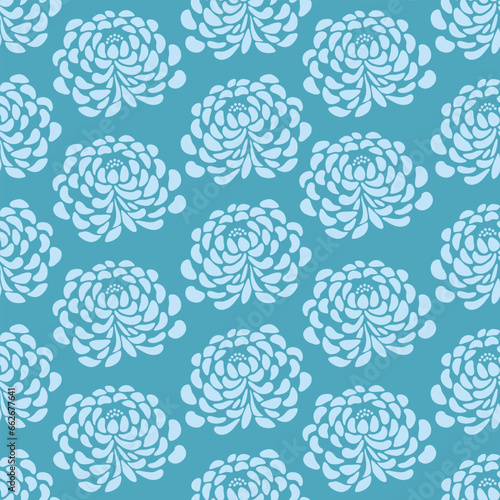 Japanese Chrysanthemum Petal Motif Vector Seamless Pattern