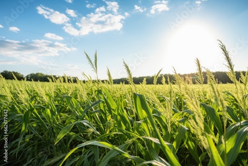 bioenergy crops field bathed in sunlight photo