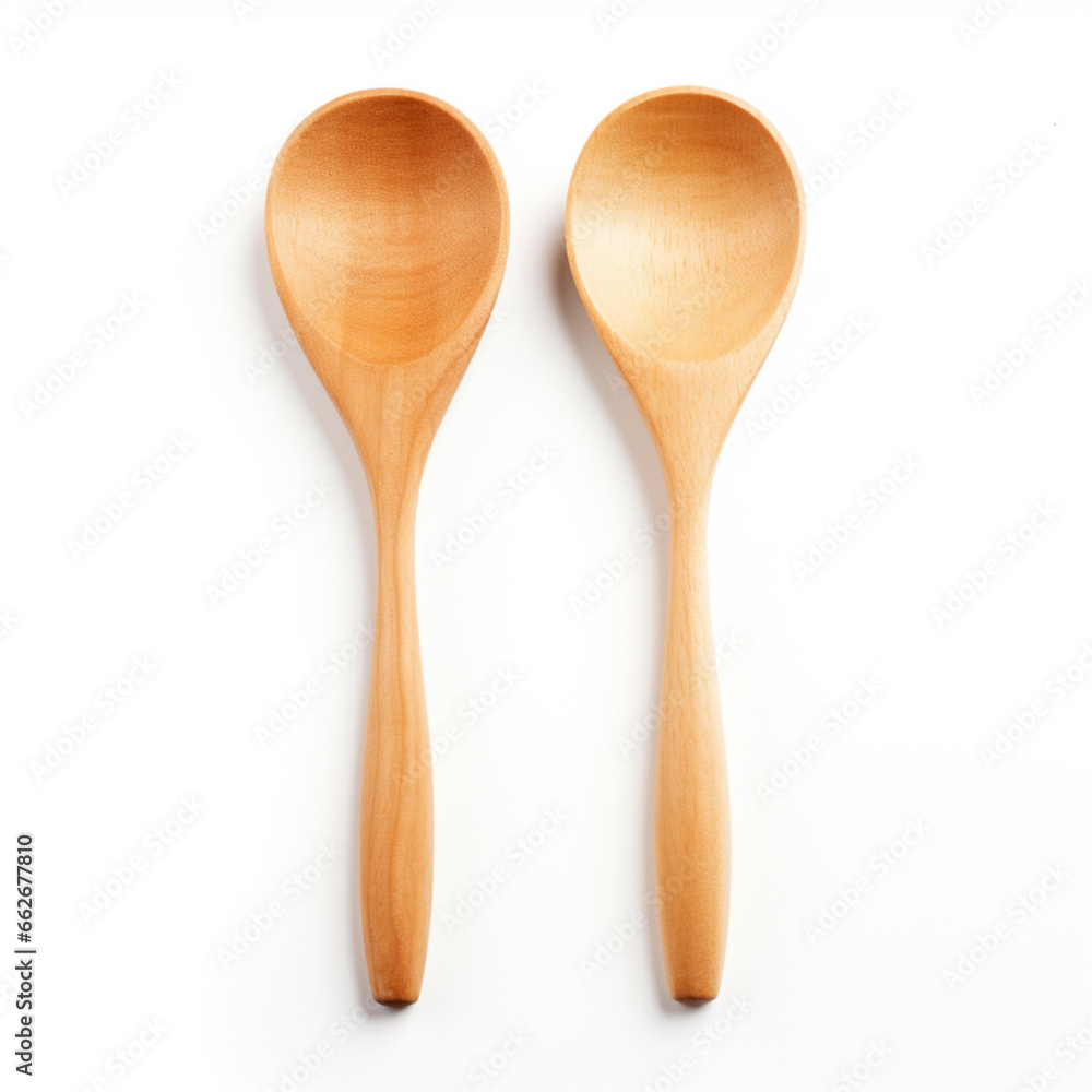 wooden spoon isolated on white generated by AI wooden spoon isolated on white generated by AI