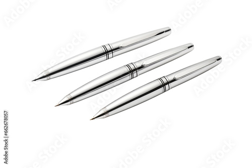 Silver Pen set isolated on transparent background, Generative Ai