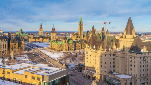 Downtown Ottawa city skyline, cityscape of Ontario Canada from top view photo
