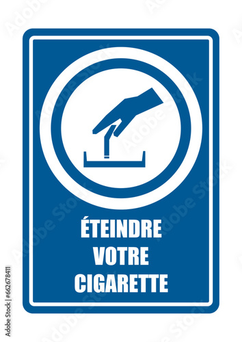 eteindre votre cigarette obligatoire equipement sécurité travail EPI icones fond bleu