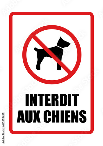 Interdit aux chiens panneau interdiction fond rouge barré
