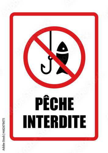 peche interdite panneau interdiction fond rouge barré