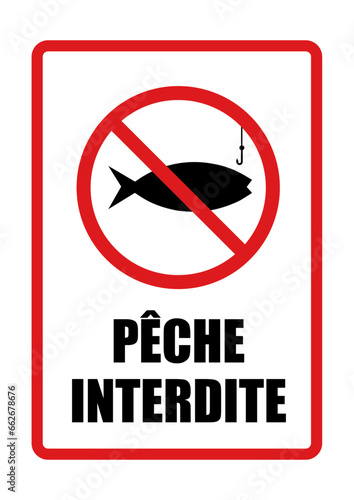 pêche poissons interdite panneau interdiction fond rouge barré