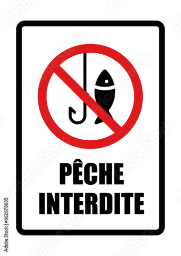 peche interdite panneau interdiction fond rouge et noir