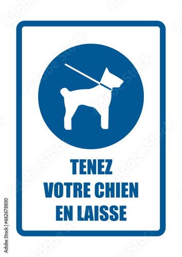 tenir votre chien en laisse obligatoire equipement sécurité travail EPI icones rond bleu