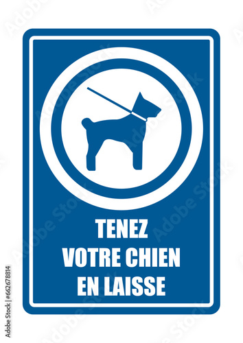tenir votre chien en laisse obligatoire equipement sécurité travail EPI icones rond fond bleu