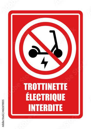 trottinette électrique interdite panneau interdiction fond rouge