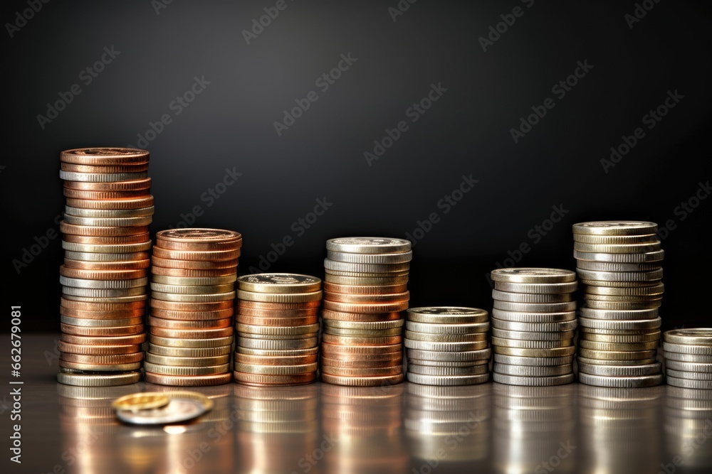 coins arranged to depict increasing profits coins arranged to depict increasing profits